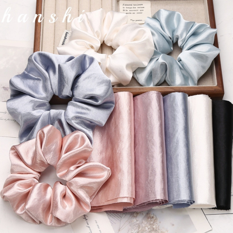 Coreano de alta calidad crema perlada satén anillo de cabello intestino grueso DIY material de tela accesorios de cabello hechos a mano