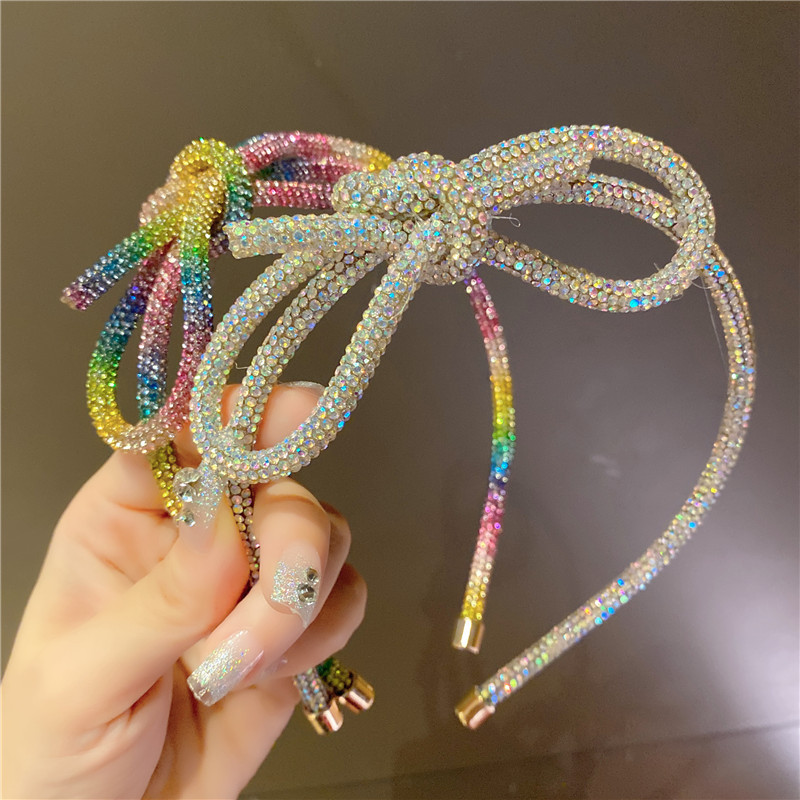 90g Weight Hair Band Hair Accessories Type 1 Piece Quantity Carnival, Street Occasion Hot Drill Material Bow Knot Pattern Women's Gender Diamond Design Fairy Style Style Fairy Style Women's Bow Knot Hot Drill Diamond Hair Band 4