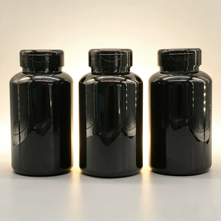 300CC黑色PET保健品瓶 翻盖塑料胶囊瓶 避光药丸瓶 食品级药片瓶