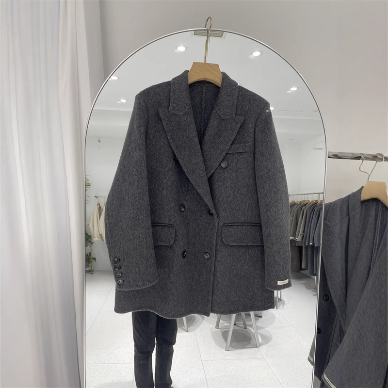 Autumn and Winter Wool Outwear for Women European Station Double-Sided Woolen Outwear Fashionable Work Clothing Long-Sleeved Suit Collar Korean Style Simple Autumn and Winter Wool Outwear for Women European Station Double-Sided Woolen Outwear Fashionable Work Clothing Long-Sleeved Suit Collar Korean Style Simple
