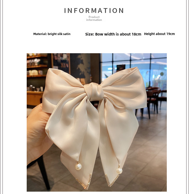 Versione coreana degli accessori per capelli con fiocco sul retro della testa, fermaglio per capelli da principessa grande, nuovo accessorio per capelli con forcina in raso multistrato e perle all'ingrosso_voghion.com