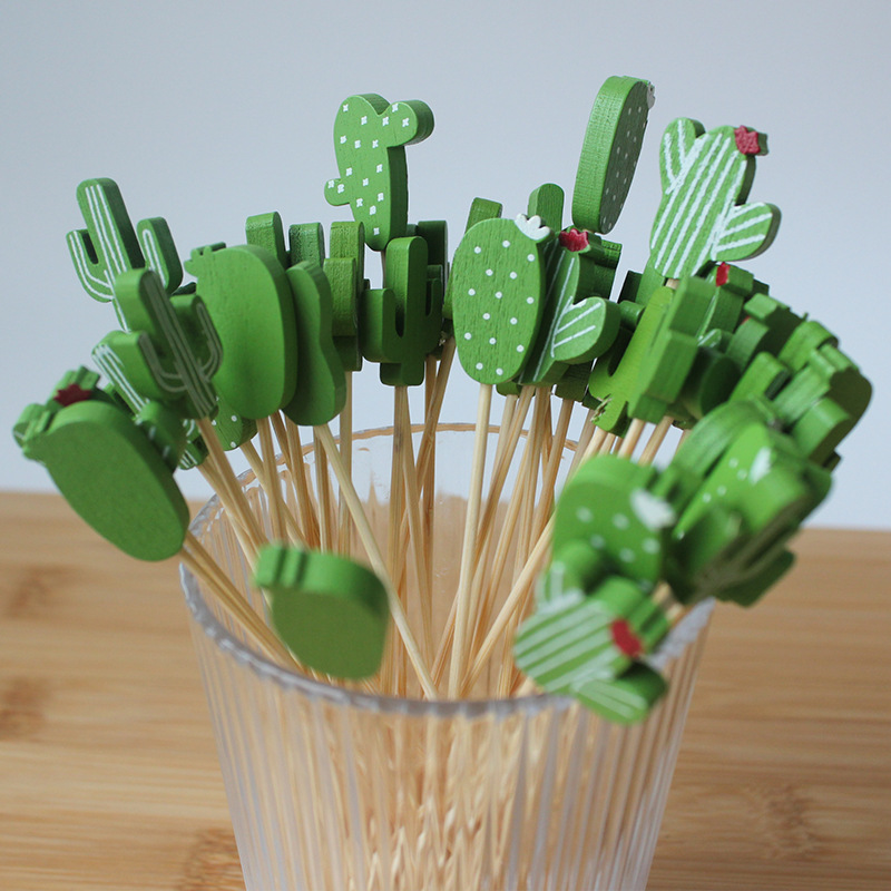 Palo de fruta de cactus mezclado 100 unids/pack especial pastelería palo postre tenedor ins fruta palo de bambú Amazon