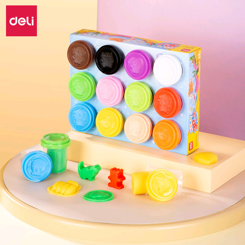 Deli 67803/67804 arcilla clara de 6 colores 12 colores de la taza de los niños plastilina arcilla de color arcilla espacio con el molde