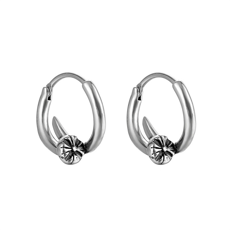 1 Piece Punk Geometric Solid Color Plating Stainless Steel Hoop Earrings display picture 1