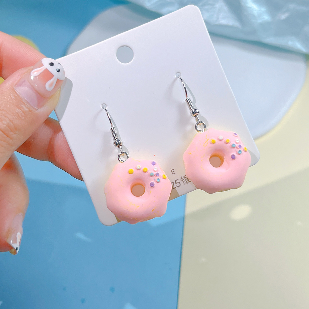 1 Pair Sweet Donuts Resin Drop Earrings display picture 9