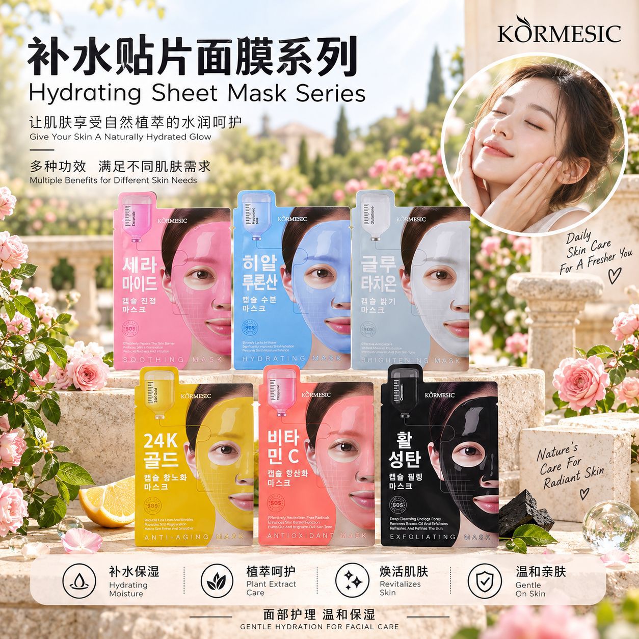 KORMESIC full English hyaluronic acid capsule moisturizing mask face mask cross-border foreign trade manufacturers wholesale