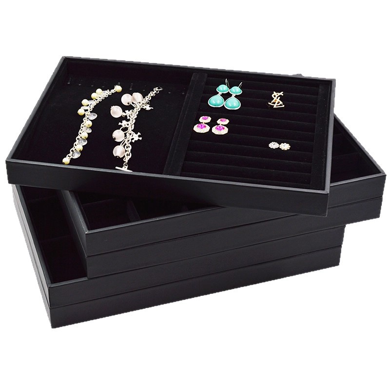 Muestra de joyería negra de alta calidad de tela de vello para ver paletas de joyería caja de almacenamiento collar de joyería anillo bandeja de visualización image 6