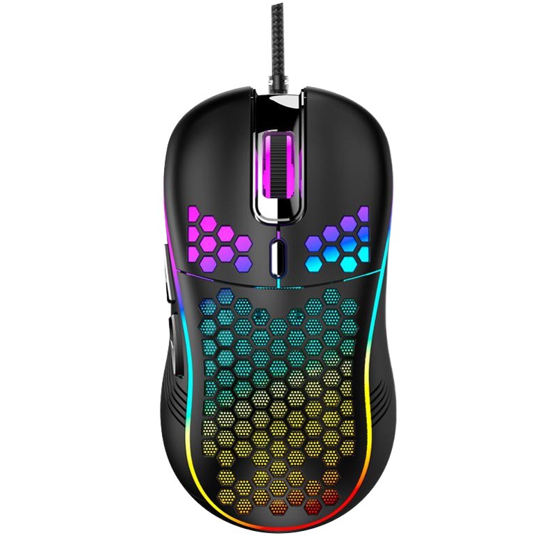 Cross-border D110 agujero ratón juego mecánico con cable luminoso hueco ligero deportes electrónicos ligero USB luminoso Amazon