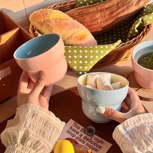 Ins Popular Hand-Held Coffee Cup Mug Ceramic Cup Contrasting Color Gourd Cup Household Water Cup High Temperature Underglaze Color