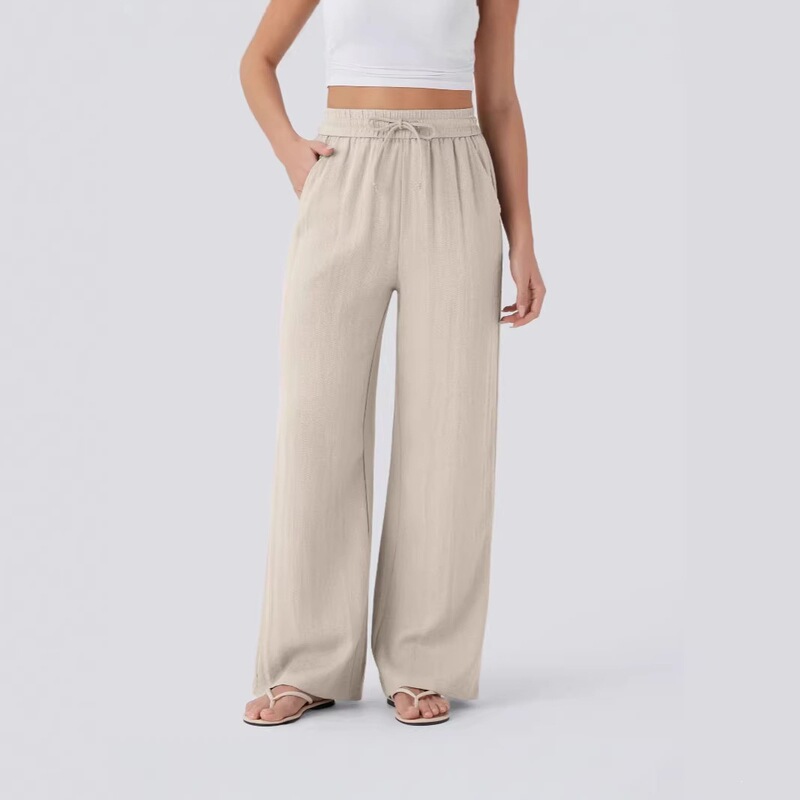 2026 Amazon High-Waisted Drawstring Side-Pocket Wide-Leg Casual Linen Pants, Flowy Wide-Leg Beach Pants with Elastic Waist 2026 Amazon High-Waisted Drawstring Side-Pocket Wide-Leg Casual Linen Pants, Flowy Wide-Leg Beach Pants with Elastic Waist
