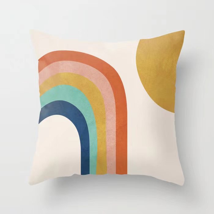Funda De Almohada abstracta simple moderna funda de almohada de piel de melocotón geométrica simple funda de almohada de mediados de siglo