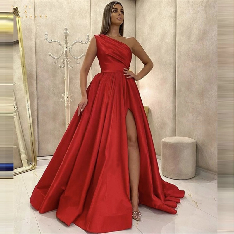 Amazon Dress 2025 New Ebay Satin One-Shoulder Evening Dress Prom Slimming Look Party Plus Size Dress for Women