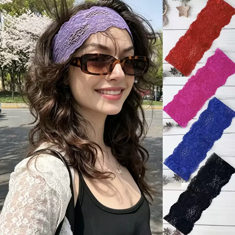 สายคาดผมลูกไม้ Elastic Lace Headband