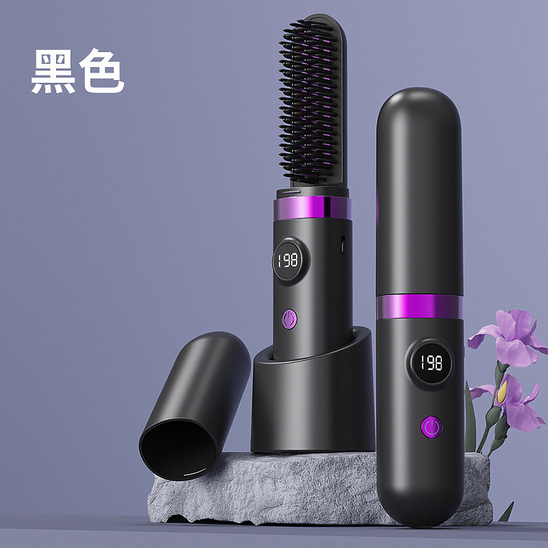 Pein de pelo recto inalámbrico de iones negativos no dañando pelo flojo alto cráneo artefacto recto de doble propósito de mandíbula de bobina de cabello peine eléctrico image 12