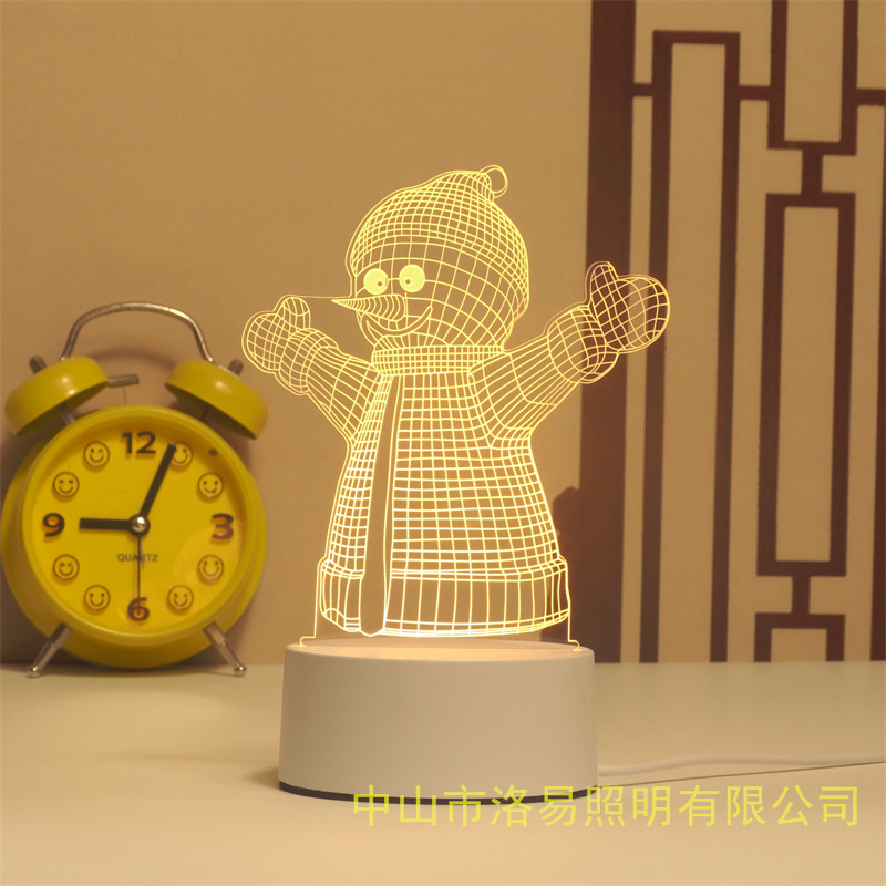 3D lámpara de noche acrílica atmósfera regalos de cabecera atmósfera lámpara de evento regalos al por mayor DIY lámpara de escritorio ideas de Navidad