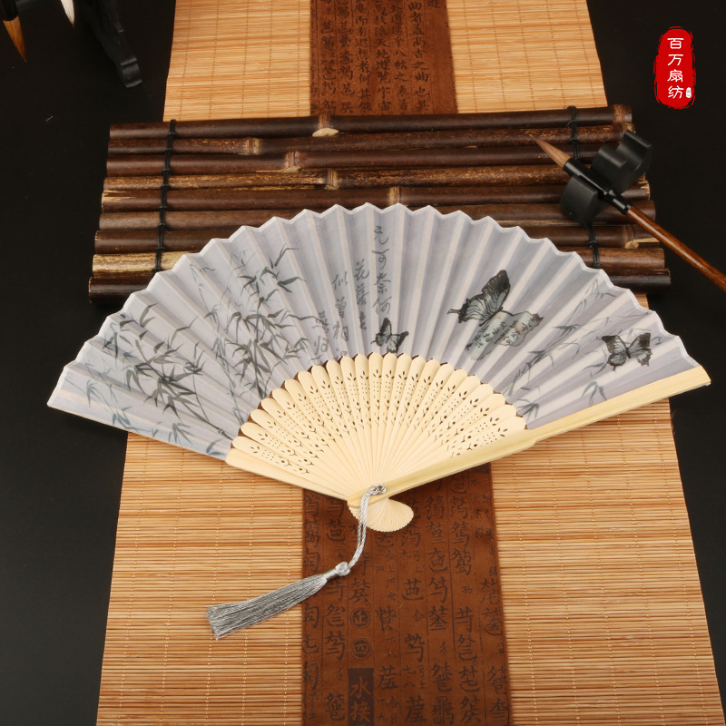 高級緑竹扇子古風中国風ダンス扇子女性プレゼント漢服チャイナドレス夏折り畳み扇子|undefined