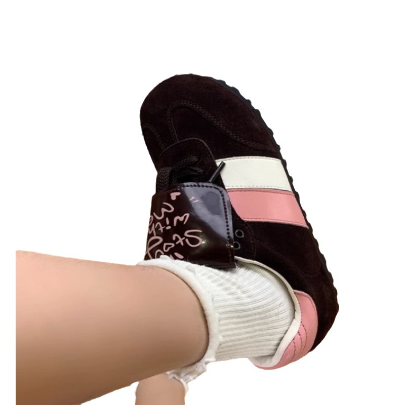 Halb gekochte Käse-Puffschuhe ~ lange Zunge, Schnürschuhe, deutsche Trainingsschuhe, hässliche und süße Freizeitsportschuhe, kleine weiße Schuhe für Mädchen_voghion.com