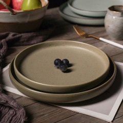 Ins Nordic Ceramic Dinner Plate Western Plate Flat Plate Steak Plate 9-inch Breakfast Italian Pasta Plate Round Thick Solid Color