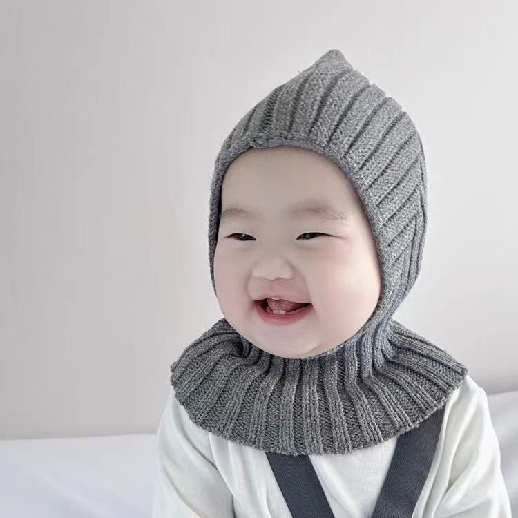 幼児帽子とスカーフオールインワン韓国秋冬暖かいプルオーバーベビーウール帽子スカーフ外国貿易耳保護帽子|undefined