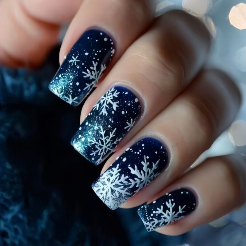 Cross-Border Hot Selling Snowflake Nail Stickers Christmas Winter Snowflake Hot Stamping Laser Holographic Ins Style Nail Art Stickers