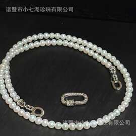 4-5mm天然淡水AK珍珠项链搭配方形万能扣设计感随意换链可盐可甜