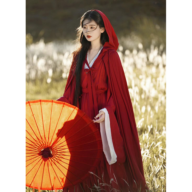 Red Hanfu Cloak for Women, Wei and Jin Dynasty Style, Straight Hem Ancient Costume for Adults, Ancient Style Women's Clothing, Warring States Robe, Long Gown, Cloak for Autumn and Winter Red Hanfu Cloak for Women, Wei and Jin Dynasty Style, Straight Hem Ancient Costume for Adults, Ancient Style Women's Clothing, Warring States Robe, Long Gown, Cloak for Autumn and Winter
