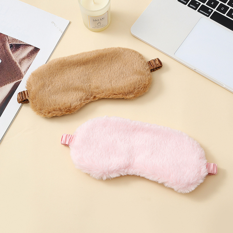 ウサギの毛の純色のアイマスクのぬいぐるみの遮光睡眠アイマスクをまねて旅行して疲れを緩和します。|undefined