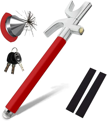 Car lock multifunctional adjustable telescopic security anti-theft - red-belt-cone