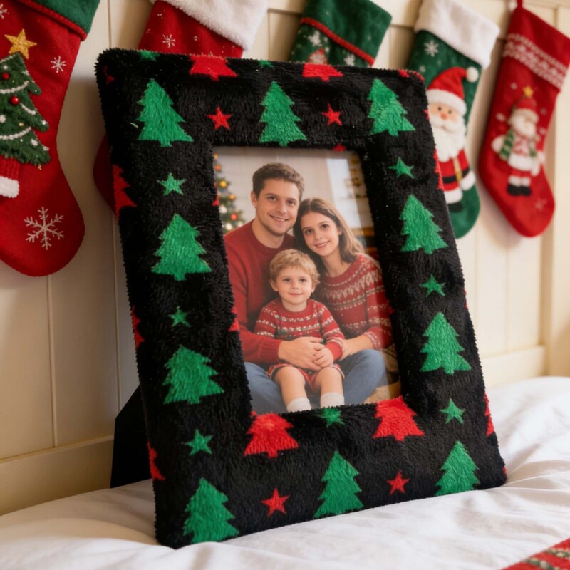 Plush Photo Frame Christmas Mdf Cross-Border European and American Fabric 6inch Photo Cloth-Covered Frame Foreign Trade New Model