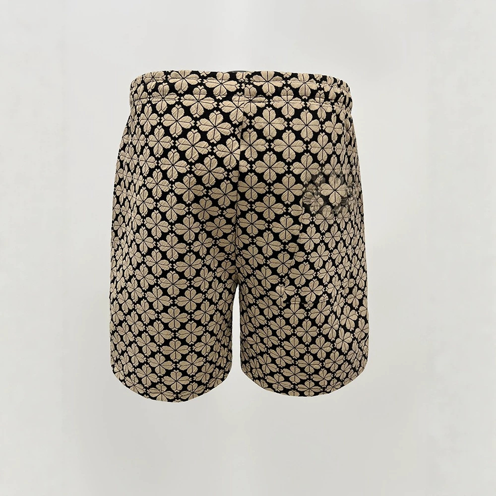 Men's Women's Trendy Houndstooth Casual Straight Leg Loose Fit Summer Shorts All Over Floral Print Beach Clothing_viptrois.com