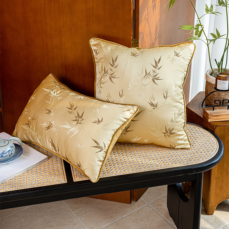 New Chinese-Style Throw Pillows and Cushions for Living Room Sofas, High-End Model Room Chair Cushions, Home Bedroom Headboard Large Backrest