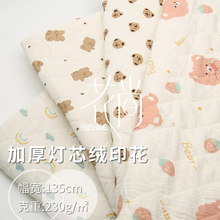 纱布夹棉布料加厚卡通印花绉布外套棉布秋冬棉服棉袄碎花夹棉面料