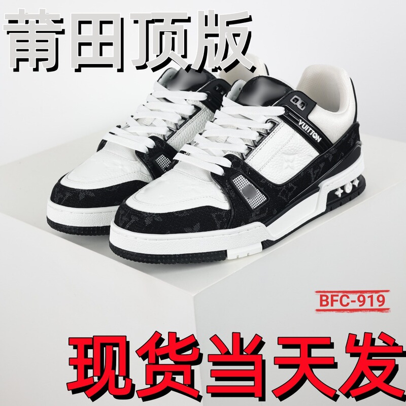 Putian Premium Edition Genuine Leather Lv Trainer New Fashion Brand Sneakers Unisex Light Luxury Black Denim Trendy Casual Shoes Putian Premium Edition Genuine Leather Lv Trainer New Fashion Brand Sneakers Unisex Light Luxury Black Denim Trendy Casual Shoes