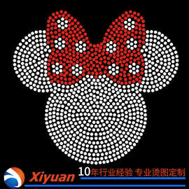 烫钻烫图定制跨境直供服装毛衣T恤卫衣可爱蝴蝶结八角片烫片烫图