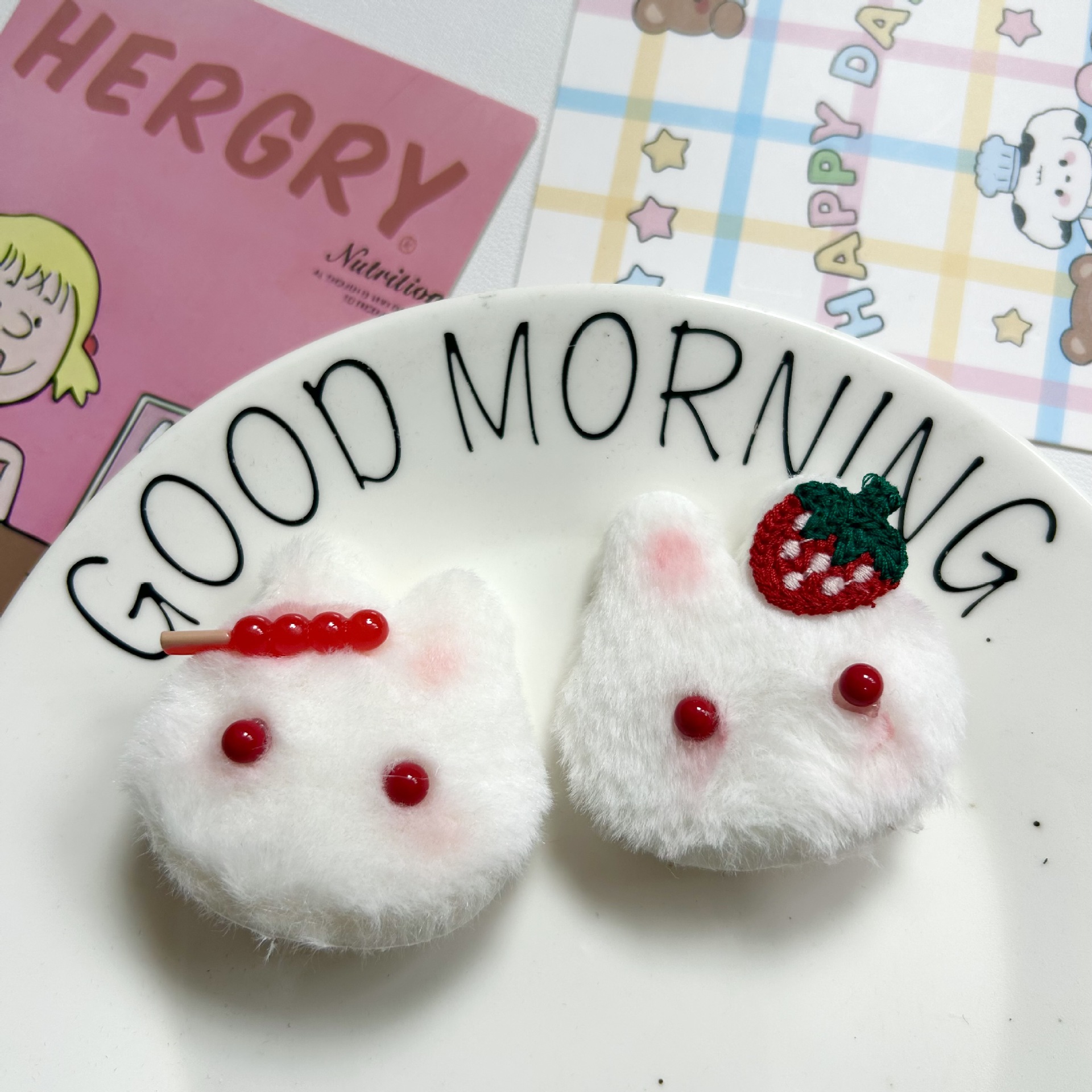 Otoño y invierno nuevo peludo conejo clip de cabello cuerda de cabello adorable clip de dibujos animados para niños regalo de clase adornamiento para el cabello