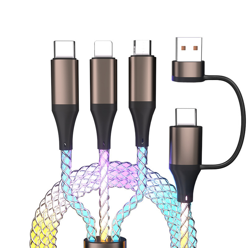 Cable de datos RGB, degradado de respiración luminosa para automóvil, carga súper rápida PD para cable de carga Apple Android TypeC