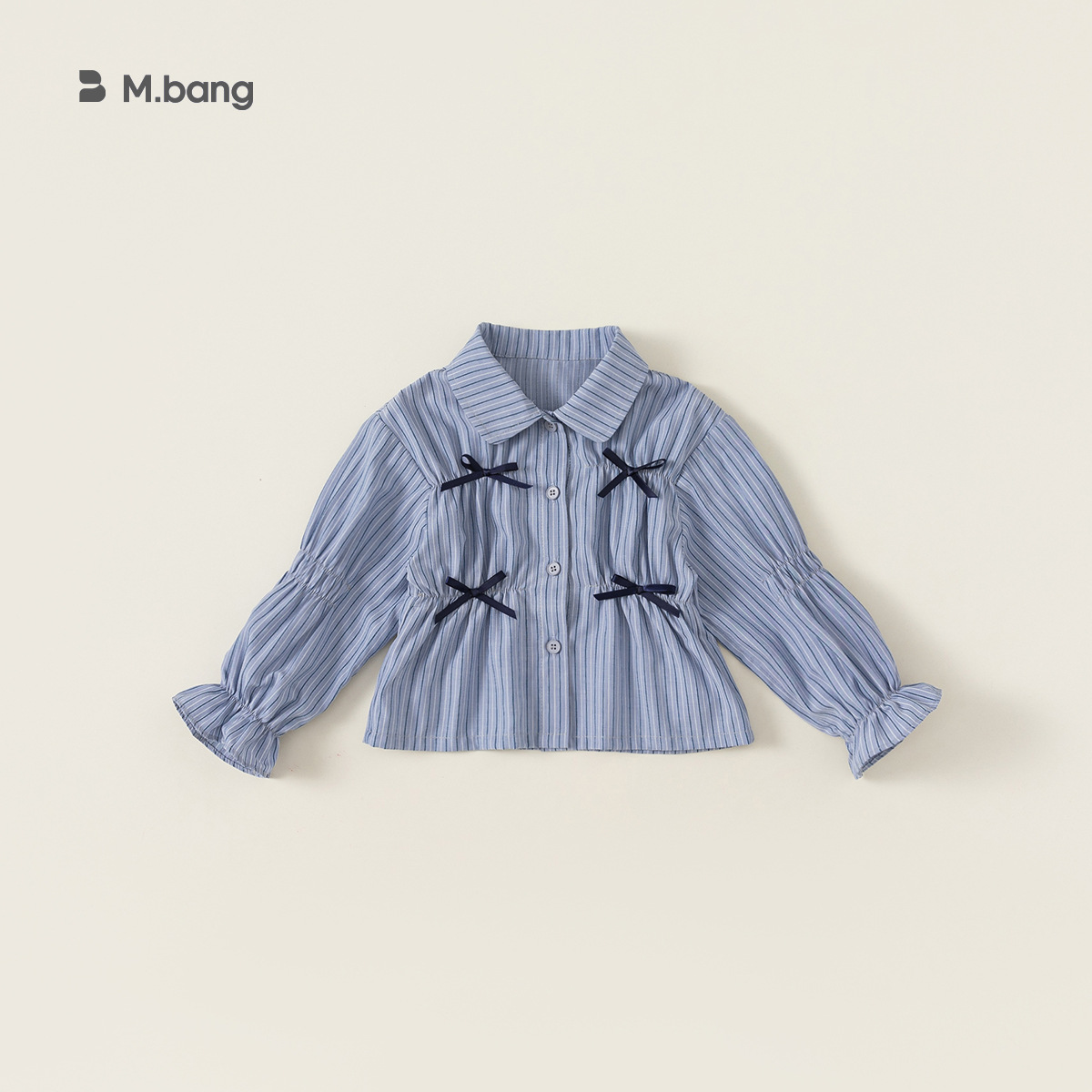 Youbao ropa para niños camisa para niñas primavera y otoño ropa para niños coreanos blusa a rayas con lazo camisa para niños CY24015