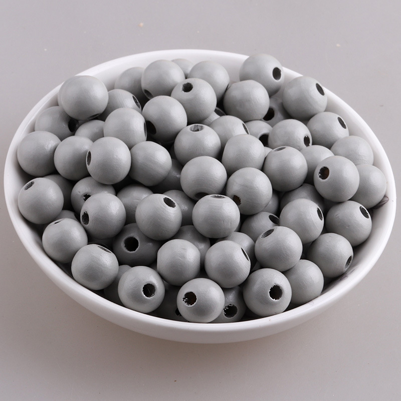 Accesorios de joyería de bricolaje color loto cuentas redondas de madera color caramelo cuentas de madera macarons cuentas de madera al por mayor