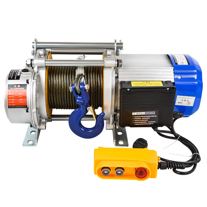 现货供应铝壳提升机 家用起重卷扬机 多功能钢丝绳快速卷扬机吊机