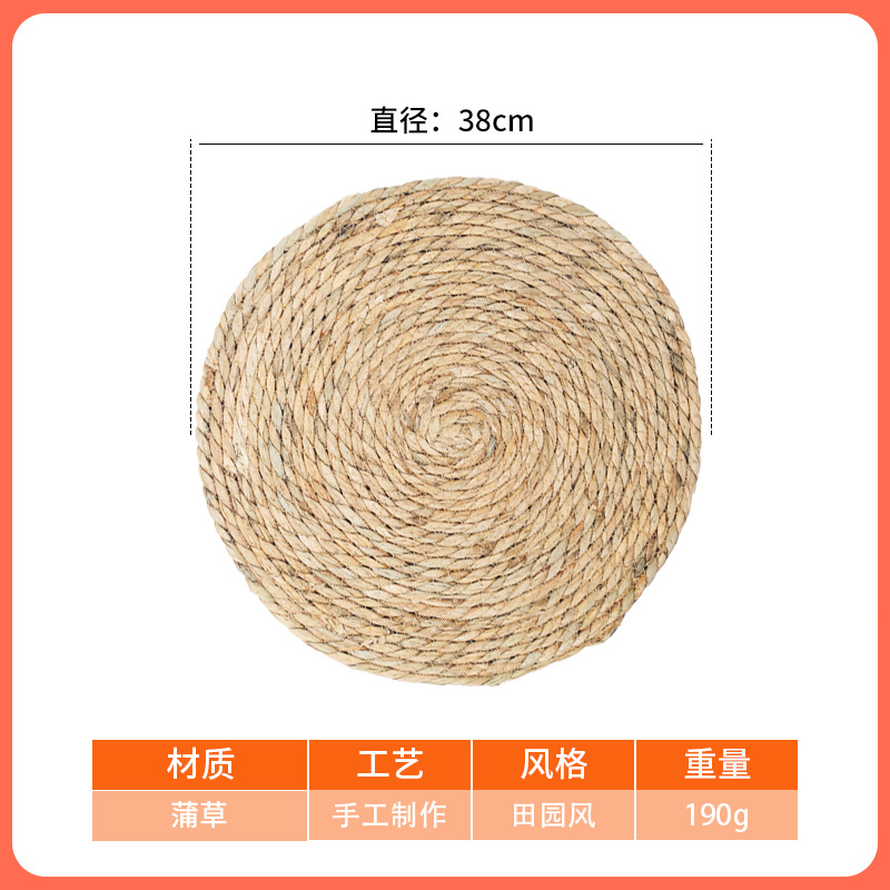 Estera de mesa de comedor de paja PU, antiquemaduras, antideslizante, occidental, restaurante