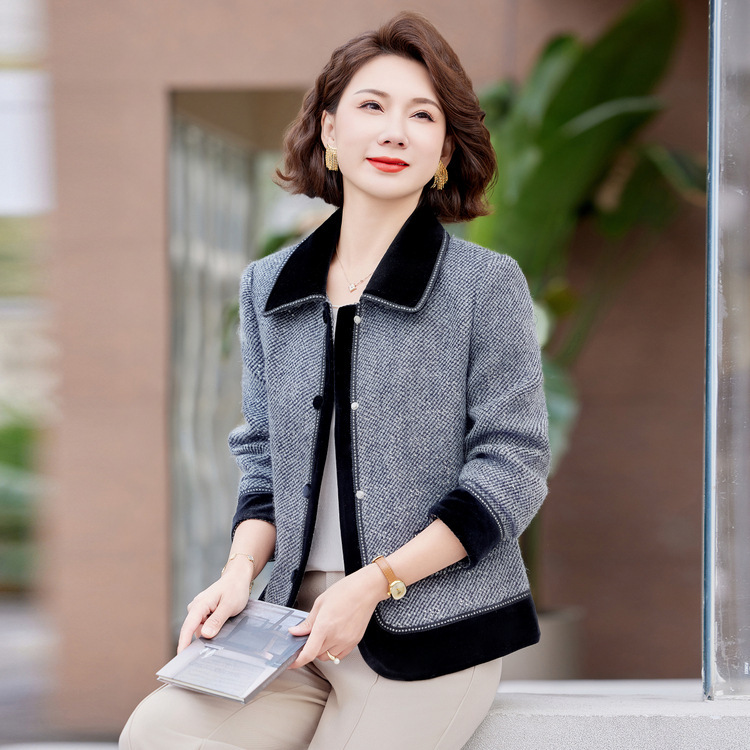 妈妈装春秋季2025外套女中老年新款春秋装翻领宽松洋气上衣外套|undefined