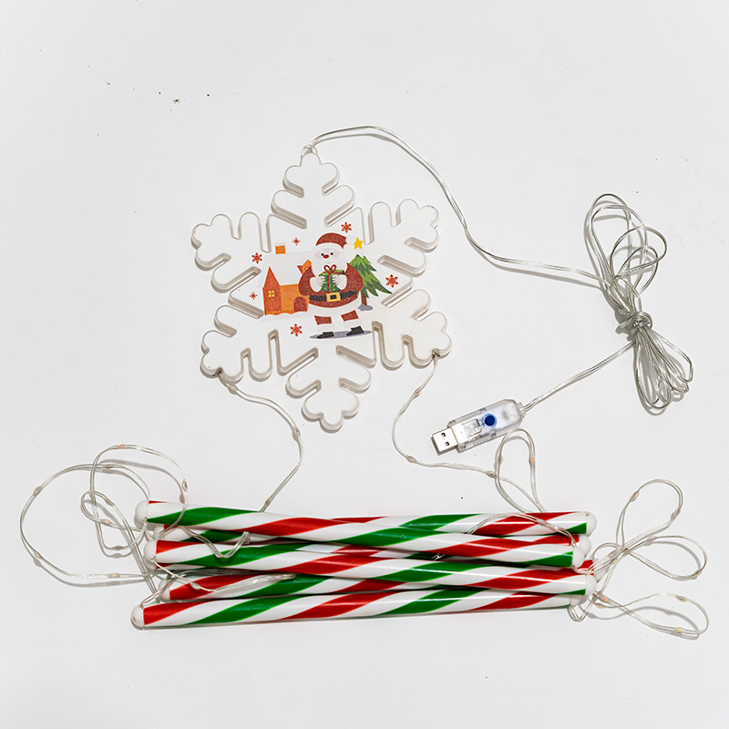 Nueva decoración de Navidad Papá Noel escalada escalera cadena árbol de Navidad decoración de pared luz ambiente nieve escalera luz