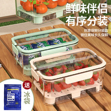 手提便携式保鲜盒户外春游大容量食品级便当盒学生水果密封收纳盒