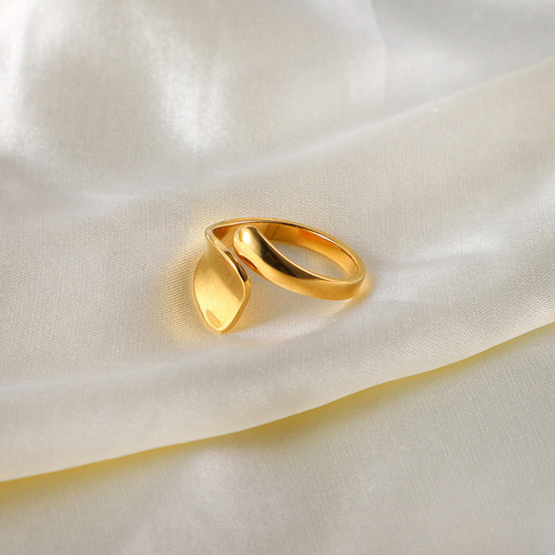 European and American INS Internet celebrity same style titanium steel ring 18K gold-plated stainless steel special-shaped open ring geometric ring for women