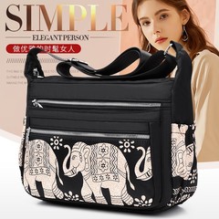 新型中年女性カバン韓国版ファッションオックスフォード布シングルショルダーバッグシンプルママバッグ大容量プリントバッグ