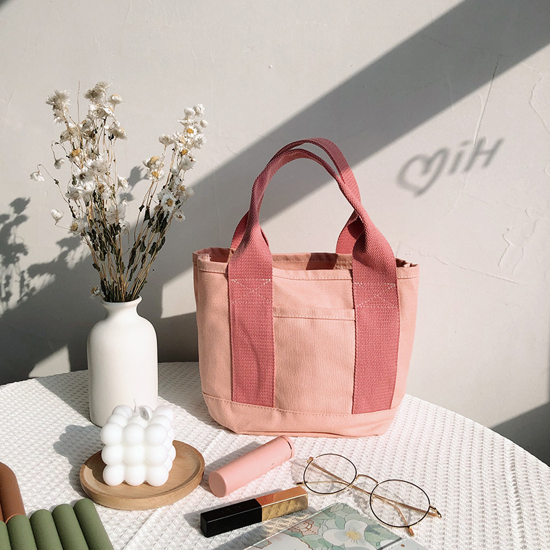 Bufan Liangpin/Cubo de estilo japonés bolsa de lona portátil tamaño pequeño artístico bolsa de almuerzo de pequeña capacidad bolsa de almuerzo ins