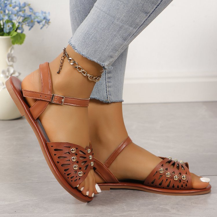 Women's Casual Solid Color Round Toe Flat Sandals display picture 7