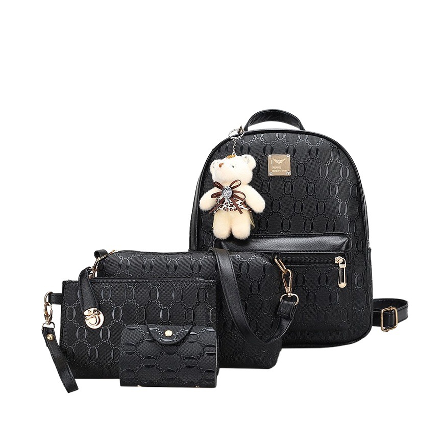 Venta directa de fábrica, juego de cuatro piezas de mochila, bolso tote de gran capacidad estilo europeo y americano, bolso de hombro para mujer, informal y versátil.