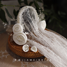 新款新娘重工复古蕾丝民国风头纱帽法式气质新娘结婚头饰旅拍发饰