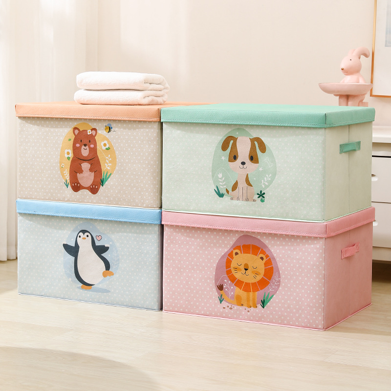 College Student Dormitory Storage Artifact Animal Cartoon Style Bedroom Home Storage Box Top and Bottom Cover Foldableable Storage Box